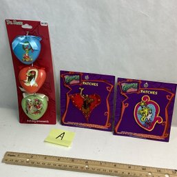 Vintage The Grinch Decorative Lot, LOT A, Ornaments, Cloth Patches