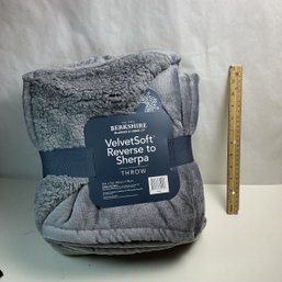 Brand New Berkshire Reversible Sherpa Throw Blanket, 60 X 70, Grey