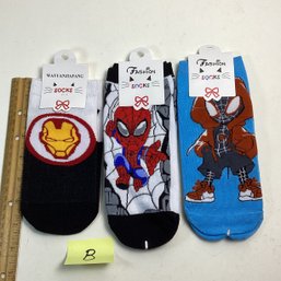 Brand New Childrens Socks, LOT B, Superheroes, (3), Appr. Size 13-3