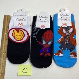 Brand New Childrens Socks, LOT C, Superheroes, (3), Appr. Size 13-3