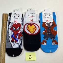 Brand New Childrens Socks, LOT D, Superheroes, (3), Appr. Size 13-3