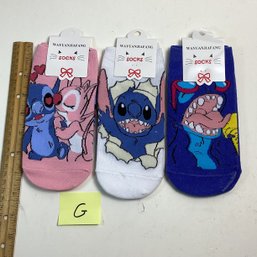 Brand New Childrens Socks, LOT G, Lilo & Stitch, (3), Appr. Size 13-3