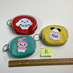 Brand New Small Zipper Bags, Makeup, School, Etc., (3), LOT R, Embroidered Animals