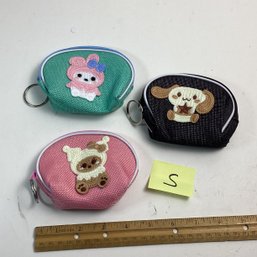 Brand New Small Zipper Bags, Makeup, School, Etc., (3), LOT S, Embroidered Animals
