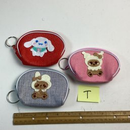 Brand New Small Zipper Bags, Makeup, School, Etc., (3), LOT T, Embroidered Animals