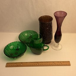Vintage Colored Glass Lot,