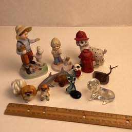 Vintage Figurines Lot, Porcelain, Glass, And Other