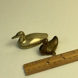 2 Vintage Solid Brass Ducks