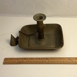 Antique Brass Push Up Candle Holder With Attached Snuffer