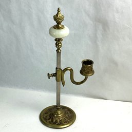 Beautiful Brass And Onyx Sliding Tabletop Candle Stick, 12 Inches