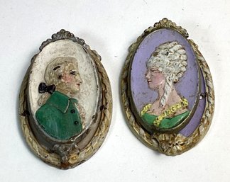 Antique Painted Iron Victorian Man/woman Door Knockers, Pair