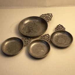 4 Pc Antique Pewter Porringer Set, STEDE, Germany