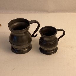 2 Pc Antique Pewter Small Pitchers, Birmingham England, GILL