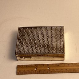 Vintage Metal Trinket Box, Heavy Hinged Lid