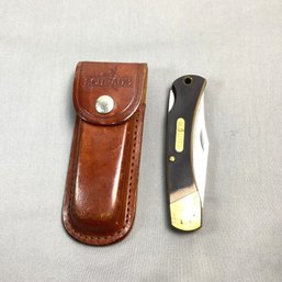 Vintage Folding Knife, LOT A, Schrade Old Timer, USA 60T, With Leather Belt Sheath