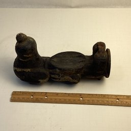 Unique Snoopy Looking Iron Pipe End, Soap Dish?, 9 Inch