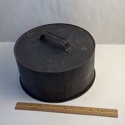 Antique Tin Cake Storage, Carrier, Faded Tole Ware