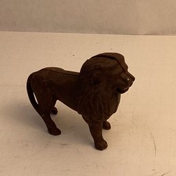 Antique Cast Iron Lion Coin Bank