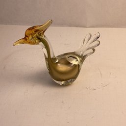 Vintage Murano Handblown Glass Bird Figurine, Gold