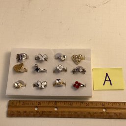 Costume Jewelry, LOT A, 12 Rings, Sizes 6-9 Random, Brand New