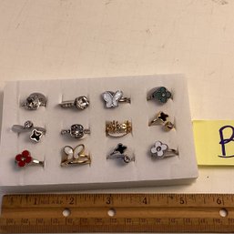 Costume Jewelry, LOT B, 12 Rings, Sizes 6-9 Random, Brand New