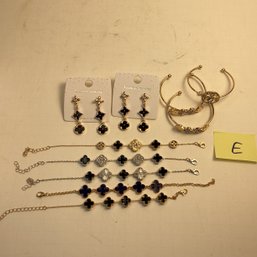 Costume Jewelry, LOT E, Clover Bracelets, Pierced Earrings, Brand New