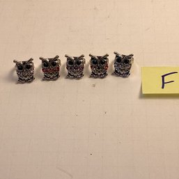 Costume Jewelry, LOT F, Owl Rings With Stones (5), Adjustable, Brand New