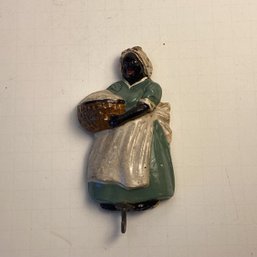 Vintage Black American Chalk Ware Wall Hanging, Smaller, Woman, Blue Dress