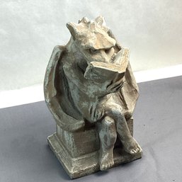 Vintage Reading Gargoyle Statue, Heavy