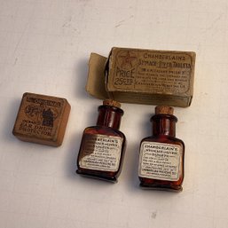 Antique Medicine, Apothecary Lot, Chamberlains Stomach & Liver Pills (2), Ear Plugs