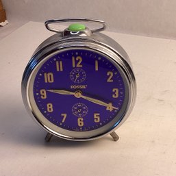 Vintage FOSSIL Wind Up Mechanical Alarm Clock, Exc. Working Condition