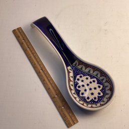 Vintage Polish Pottery Large Spoon Rest, Boleslaweic