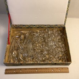 HUGE Lot Reclaimed Chandelier Crystals In Decorative Asian Box