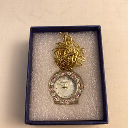 Vintage Ladies Watch Necklace, STRADA, New With Box And Instructions
