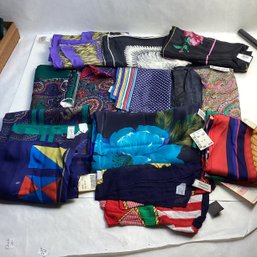 Vintage Ladies Scarf Lot, All New Old Stock, Silk, Rayon, Some Designer