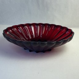 Beautiful Vintage Ruby Glass Centerpiece Bowl, 12 Inch