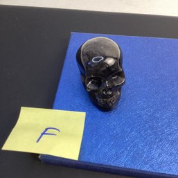 Genuine Silver Sheen Obsidian Carved Skull, LOT F