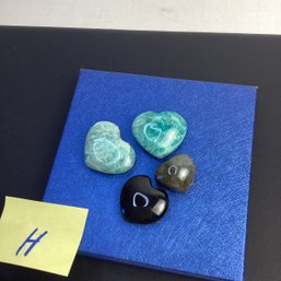 Genuine Crystals Hearts Assortment, Amazonite, Obsidian, Labradorite, LOT H