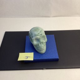 Genuine Green Calcite Carved Skull, LOT J