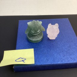 Genuine Carved Crystal Assortment, LOT Q, Jade Pokemon?, Rose Quartz Labubu