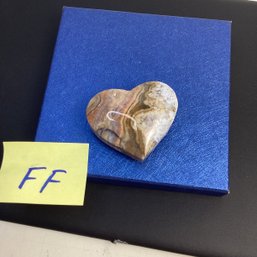 Genuine Carved Crystal Heart, LOT FF, Crazy Lace Agate