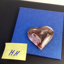 Genuine Carved Crystal Heart, LOT HH, Multi Color Agate