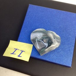 Genuine Carved Crystal Heart, LOT II, Multi Colored Blue Agate
