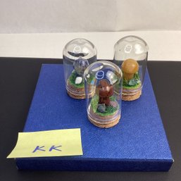 Genuine Carved Crystal Assortment, LOT KK, Mini Mushrooms Under Glass (3)