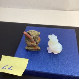 Genuine Carved Crystal Assortment, LOT LL, Unakite Owl, Opalite Wolf