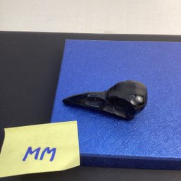 Genuine Carved Crystal, LOT MM, Black Obsidian Raven Skull