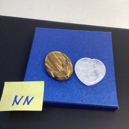 Genuine Carved Crystal Assortment, LOT NN, Worry Stones, Tigers Eye, Opalite
