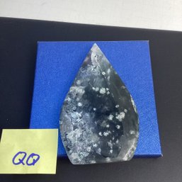 Genuine Carved Crystal, LOT QQ, Moss Agate Teardrop