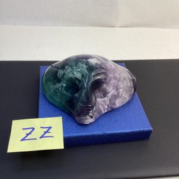 Genuine Carved Crystal, LOT ZZ, Huge Fluorite Alien Skull, 1.5 Lbs, UV Reactive