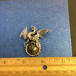 Genuine Crystal Pendant, LOT 3, Larvakite (grey/black) Dragon, With Waxed Cord